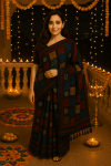 Dark Green Applique  Saree