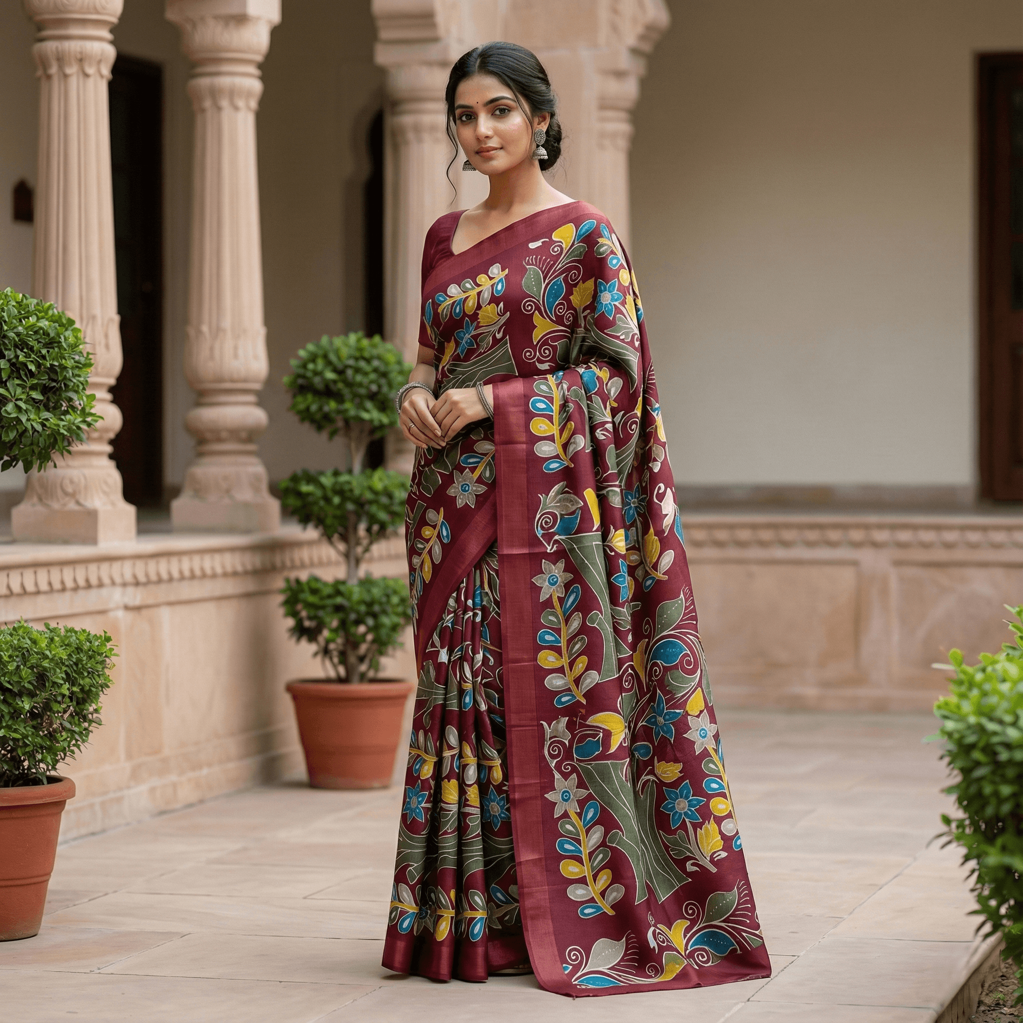 maroon silk front