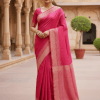 pink bhagalpuri silk cotton saree with fishbone border f