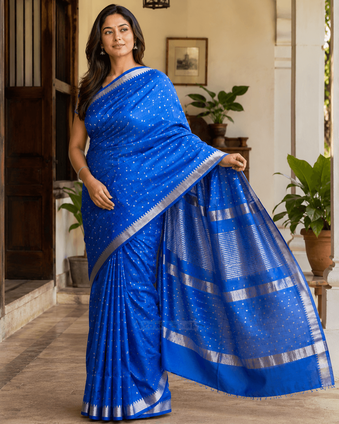 graceful pose in traditional sari
