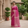 kota jamdani saree with matching blouse piece magenta