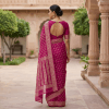 kota jamdani saree with matching blouse piece magenta