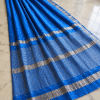 royal blue sari on marble floor