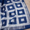 handcrafted linen batik saree with blouse piece – indigo blue