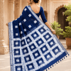 handcrafted linen batik saree with blouse piece – indigo blue