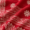 red batik textile in soft folds red batik textile in soft folds